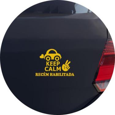 Imagem de Adesivo de Carro Keep Calm Recém Habilitada - Cor Amarelo - Melhor Ade