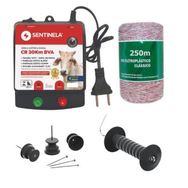 Imagem de Kit Eletrificador Rural Gado Boi Caes 250m - Sentinela