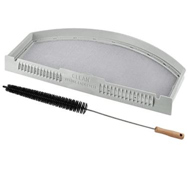 Imagem de WE03X23881 GE Upgraded Substituição do filtro de tela de fiapos do secador, Armadilha de fiapos de secador WE03X23881 PS11763056 Coletor de fiapos de malha de aço inoxidável, inclui kit de limpeza de ventilação de secador de roupas Escova de fiapos