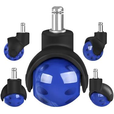 Imagem de 8T8 Rodas De Substituição Para Cadeira De Escritório, Rodas De Borracha De 2 Polegadas Para Tapetes De Piso De Madeira, Conjunto De 5, Rodízios Para Cadeira De Jogos E Mesa De Alta Resistência, Hast
