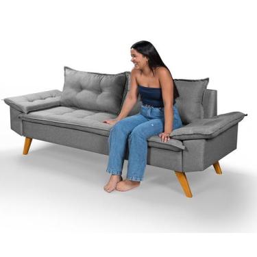 Imagem de Sofá 3 Lugares Bariloche em Linho Essencial Estofados,  Cinza