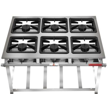 Imagem de Fogão Industrial 6 Bocas 30x30 Alta Pressão P7 em Aço Inox