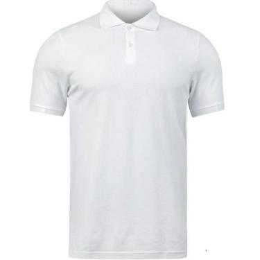 Imagem de Camisa Masculina Gola Polo Piquet Poliéster - Genérico, Branco, G