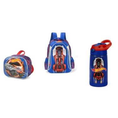 Imagem de Kit Hot Wheels 3d Original Mochila + Lancheira + garrafa  - LUXCELL, V