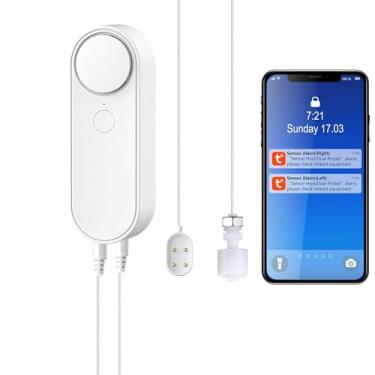 Imagem de Mengshen Detector De Vazamento E Nível Água Wi-Fi, 2 Em 1, Alarme Inteligente Tuya, Aplicativo Monitoramento Alerta Com Volume Alto Linha Detecção 6,5 Pés Para Piscina, Aquário, Aquário