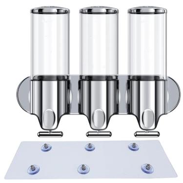 Imagem de Dispensador de sabão montado na parede Dispensadores de chuveiro cabeça de pressão manual xampu líquido e dispensador de sabão para banheiro, cozinha, hotel Marketplace (1500 ml, transparente)