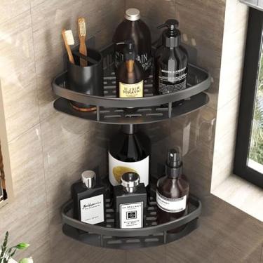 Imagem de Kit Prateleiras Porta Shampoo Suporte De Banheiro/Cozinha Canto Sem Furo Top Multiuso(2)