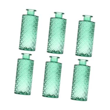 Imagem de IEUDNS 6x Vasos de vidro para plantas decorativas, recipientes leves para arranjos de flores, mini vasos de flores para cozinha e ambientes internos, Verde