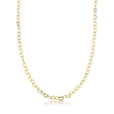 Imagem de Colar Corrente Elo Corações 3mm Banhada A Ouro 18k
