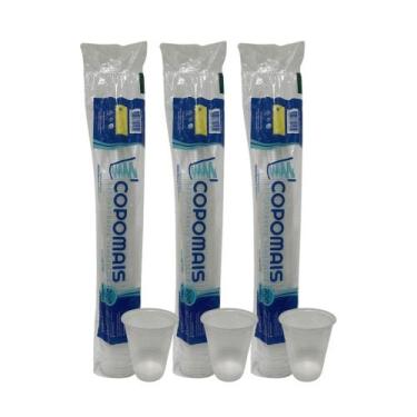 Imagem de 3 Pacotes de Copo de 200ml Transparente PS ABNT 2012 Copomais com 100 