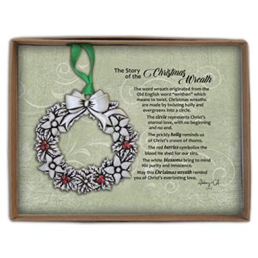 Imagem de Abbey & CA Gift Decoração de guirlanda de história de Natal em caixa de presente de fita verde, multi