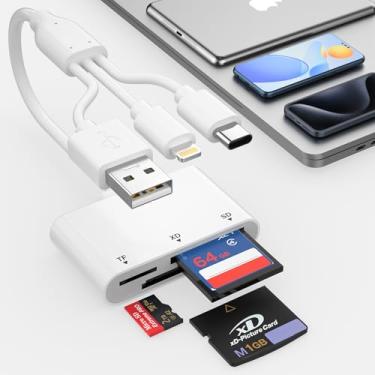Imagem de Leitor de cartão XD, leitor de cartão SD para iPhone com USB-C&Lightning, adaptador de cartão SD/MicroSD/xD-Picture 3 em 1, Lightning + USB A + USB C XD, adaptador de cartão para iPhone 16/15/14/13