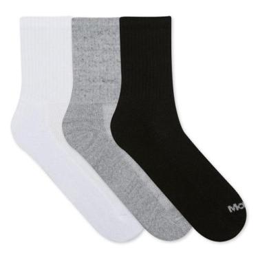 Imagem de Kit C/6 Pares Meia Cano Médio  Mash Ref.202.09, Preta, Cinza e Branca,