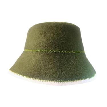 Imagem de Dualoai Chapéu de feltro para sauna, acessórios para touca de sauna, chapéu de banho russo para chuveiro de sauna a vapor, Verde Escuro
