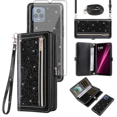 Imagem de Asuwish Capa de telefone para T-Mobile Revvl 6/6X 5G Carteira com zíper Capa de celular com protetor de tela Suporte de cartão Bling Tmobile Revvl6 X Revvl6X T Mobile Revvl6X5G Revel Tmo Revell Rebel