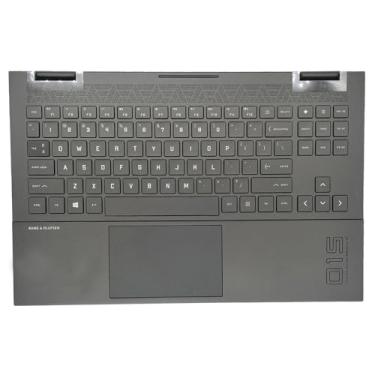 Imagem de Wzqrps Substituição para HP Omen 15-EN 15-EK 15-EN0013DX 15-EN0013 Laptop Upper Case Palmrest Backlit Keyboard Assembly Part M00666-001 M00667-001 Preto