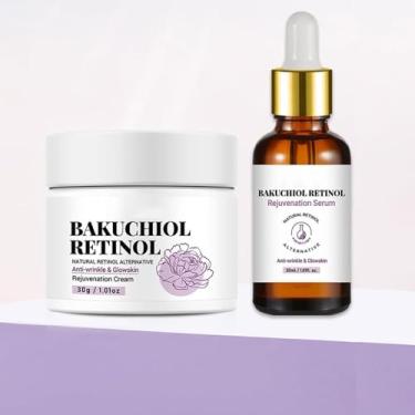 Imagem de Bakuchiol Sérum De Retinol E Creme Facial De Retinol Para Cuidados Faciais. Conjunto De 2 Cremes Faciais De Retinol E Sérum Para Pele Seca Antienvelhecimento, Redução De Rugas, Linhas Finas