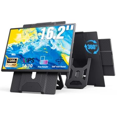 Imagem de WESTHOD Extensor de monitor de laptop de 16,2 polegadas, USB-C/HDMI 1920 x 1200 com suporte retrátil, tela ultrafina para laptop HDR para cuidados com os olhos, plug-play, monitor externo para Mac PC