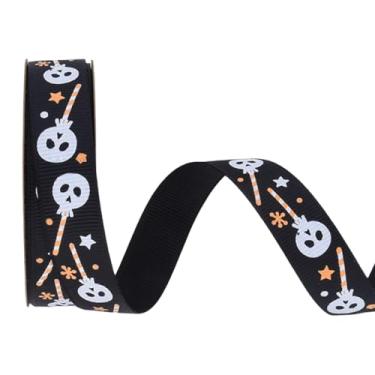 Imagem de Baoblaze Fita de Halloween para decoração de Halloween, suprimentos criativos multiuso para embrulho de presentes, fita decorativa para guirlanda, laço de, Preto