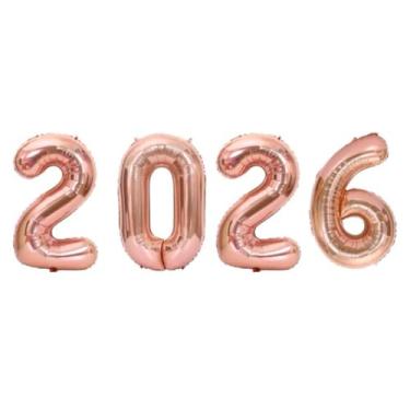 Imagem de Kit Balão Numero Gigante 32 Pol Metalizado Ano Novo (Rose gold)