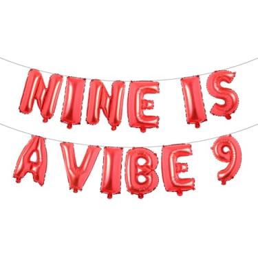 Imagem de Nine Is A Vibe Birthday Decorations Groovy 9th Birthday Party Supplies Nine Balloon Hippie Banner Decor Retro Decor for Nine Years Old Girl (NINE IS A VIBE 9 Red)