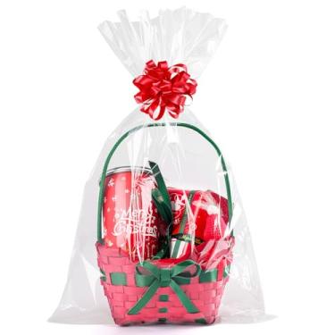 Imagem de CUDICY 20 sacos de celofane 30,5 x 45,7 cm, embalagem de celofane para cestas de presente, lembrancinhas de festa, transparentes, embalagens de plástico para biscoitos