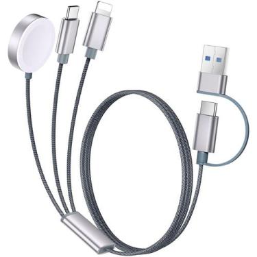 Imagem de Carregador Temdan para Apple Watch com cabo USB C 3 em 2 iPhone