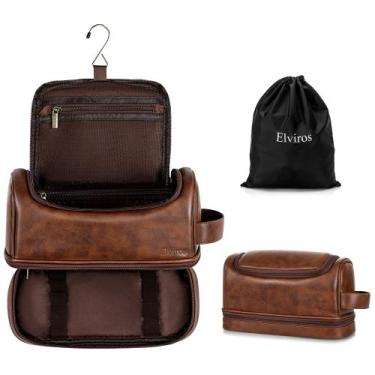 Imagem de Bolsa de higiene Elviros Leather Travel Organizer resistente à água