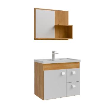 Imagem de Gabinete Armario Banheiro Isa com Cuba Espelheira 2 Gavetas