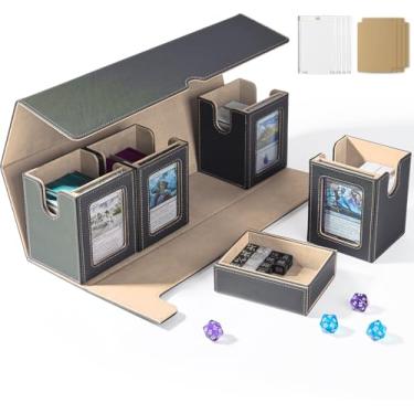 Imagem de UAONO Caixa de baralho de cartas para MTG com exibição Commander, caixa de baralho 5 em 1 comporta mais de 800 cartas sem manga, organizador de ímã forte compatível com cartões esportivos Yugioh TCG