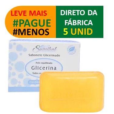 Imagem de Kit 5 Sabonete Neutro Glicerina Natural em Barra Suavitrat Tratamento 