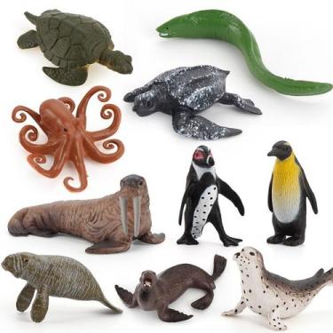 Imagem de Mini conjunto de bonecos de animais oceânicos, 10 unidades - creme mar