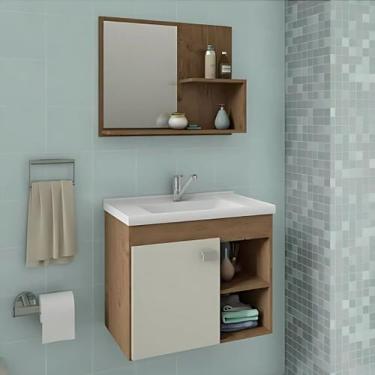 Imagem de Conjunto Gabinete de Banheiro com Cuba Mármore e Espelheira - Rainha d