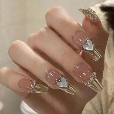 Imagem de Adesivos de unhas vestíveis BJR Magic Mirror rosa em estilo francês