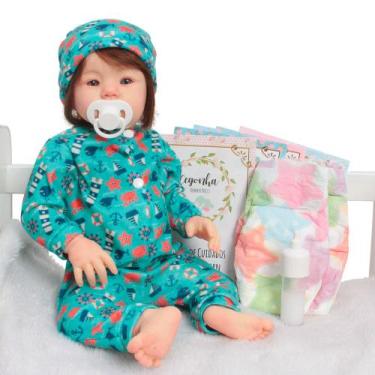 Imagem de Bebê Reborn Realista Menino Fio a Fio Pijama Marinheiro - Cegonha Rebo