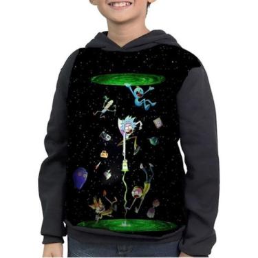 Imagem de Moletom Infantil Rick And Morty Psicodélico Portal Gun - smoke, Preto,
