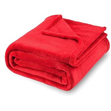Imagem de Manta Casal Decorativa 2.00x1.80 - Cobertor para Sofá e Cama, 100% Poliéster, Toque Macio e Fácil Lavagem(Vermelho)
