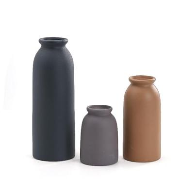 Imagem de TMTIOR Conjunto de 3 vasos Bucaros Decorativos para Sala Modernos, Vasos de mesa central para mesa, prateleira, mesa de centro e decoração de manto - Multicolorido
