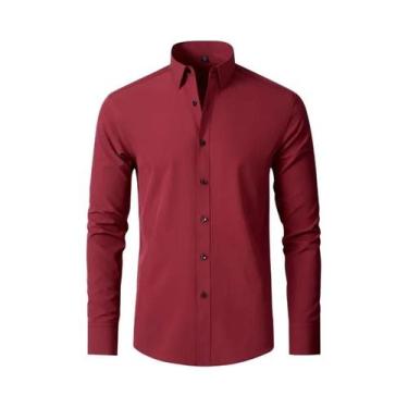 Imagem de Camisa Masculina Slim Fit Manga Longa Branca 6XL - Primavera/Outono, 3