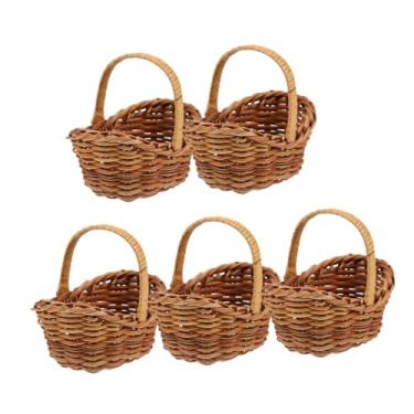 Imagem de TOYANDONA 5 cestos de armazenamento de tecidos de vime para decorações de casamento e artigos de festa, porta-flores e frutas portáteis para uso doméstico