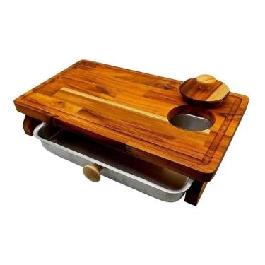 Imagem de Tabua De Carne Churrasco Inteligente Com Gaveta Madeira Teka