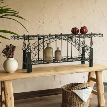 Imagem de Prateleira de ponte de metal – Prateleira flutuante de ferro para uso na parede ou na mesa – Suporte decorativo para livros, plantas e decoração de casa – Montagem na parede ou mesa (Dom Luis Black)