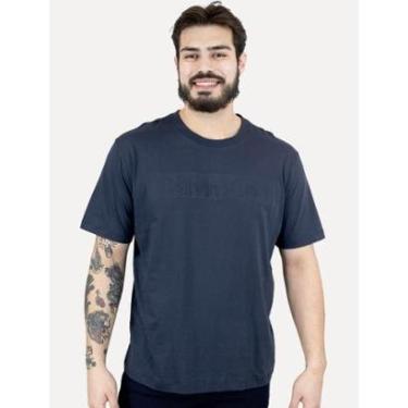Imagem de Camiseta Calvin Klein Masculina CK Embossing Azul Marinho-Masculino