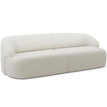 Imagem de Sofá 3 Lugares Curvo Orgânico Living 220cm Barolo L06 Bouclê Off White