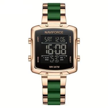 Imagem de Relógio Digital Feminino Fashion Design Simples Quadrado Em Aço Inoxidavel Rosa Verde