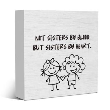 Imagem de Presentes de aniversário e amizade de melhor amiga para mulheres, presentes de Natal para irmãs, placa de madeira rústica, decoração de mesa, acessórios de mesa de escritório para prateleira de mesa