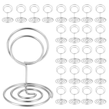 Imagem de Ptwola 24 peças de suporte de número de mesa, suportes altos para placas, porta-cartões, fotos, nomes, menu, clipes para casamentos, aniversário, Natal, festa de Halloween, escritório, notas, recepção