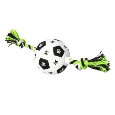 Imagem de Luocute Brinquedo de Bola de Futebol para Cachorro, Brinquedo Interativo para Cachorro Com Corda e Tiras de Algodão para Cabo de Guerra, Bola de Pelúcia para Ao Ar (Brinquedo de corda de futebol L)