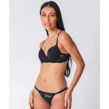 Imagem de Calcinha String Textura Recorte Renda Marisa-59004, Preto, P