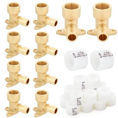 Imagem de PEX A Conexões de latão de expansão, 1/5.1 cm x 1/5.1 cm NPT fêmea PEX-A cotovelo de orelha gota apenas para tubos Pex-a (ASTM F1960)-10P